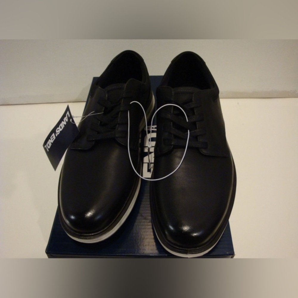 NIB New Men's Lands End Sport Oxford Comfort Shoes  Black /White Size 8 New!